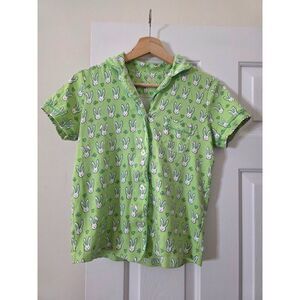 Roller Rabbit Green Bunny Print Pajama Top